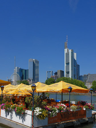 Skyline von Frankfurt mit Schöfferhofer Weizen